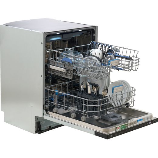 Beko Integrated Standard Dishwasher - Black with Fixed Door Hinge Kit - Door open racks out