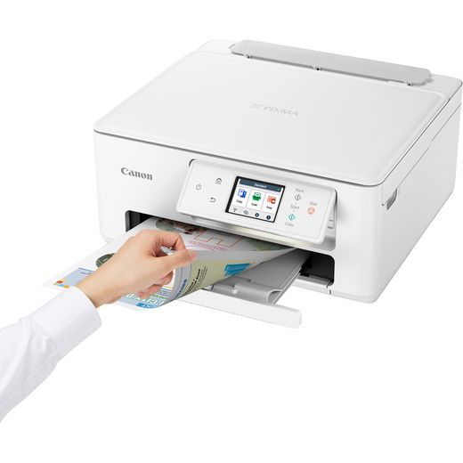 Canon PIXMA TS7650i Printer - White - Person using printer shot