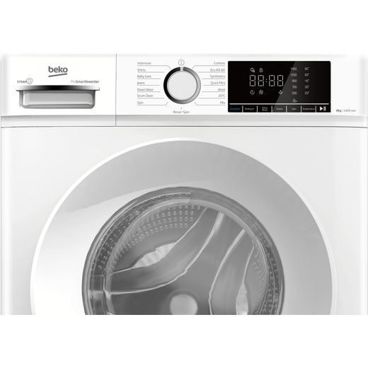 Beko BW1O3842W 8kg Washing Machine with 1400 rpm - White - control panel shot 