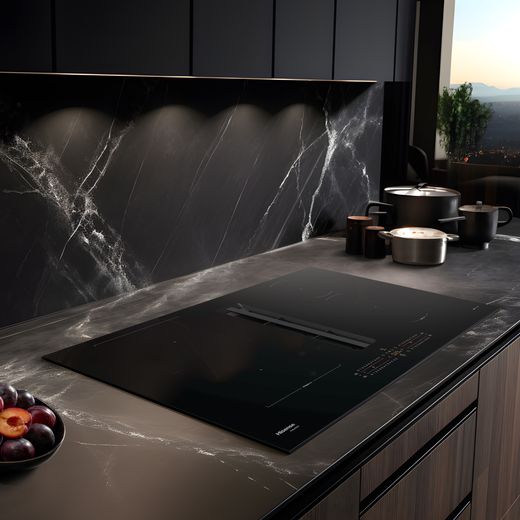 Hisense Hi6 HEH8432BSCWF Venting Induction Hob - Black - Hob in kitchen shot
