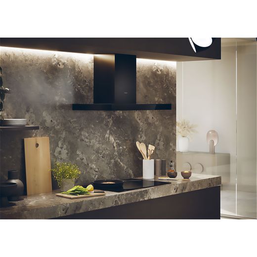 Haier HATS9CBS4B 90cm Chimney Cooker Hood - Black - Cooker hood in kitchen shot
