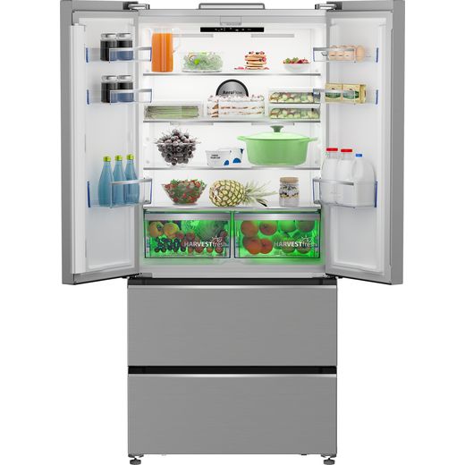 Beko American Fridge Freezer - Stainless Steel - Front with door open shot