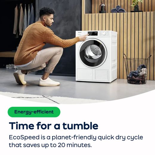 Miele TSL783WP Wifi Connected 9Kg Heat Pump Tumble Dryer - White - AO Annotation - EcoSpeed