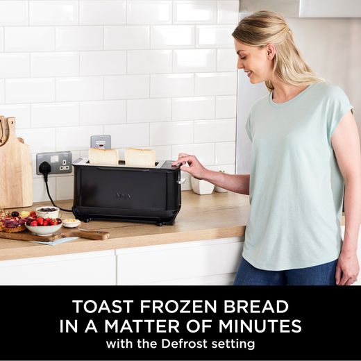 Ninja Foodi 3-in-1 Toaster, Grill & Panini Press 2 Slice Toaster - Black - Annotation - Defrost