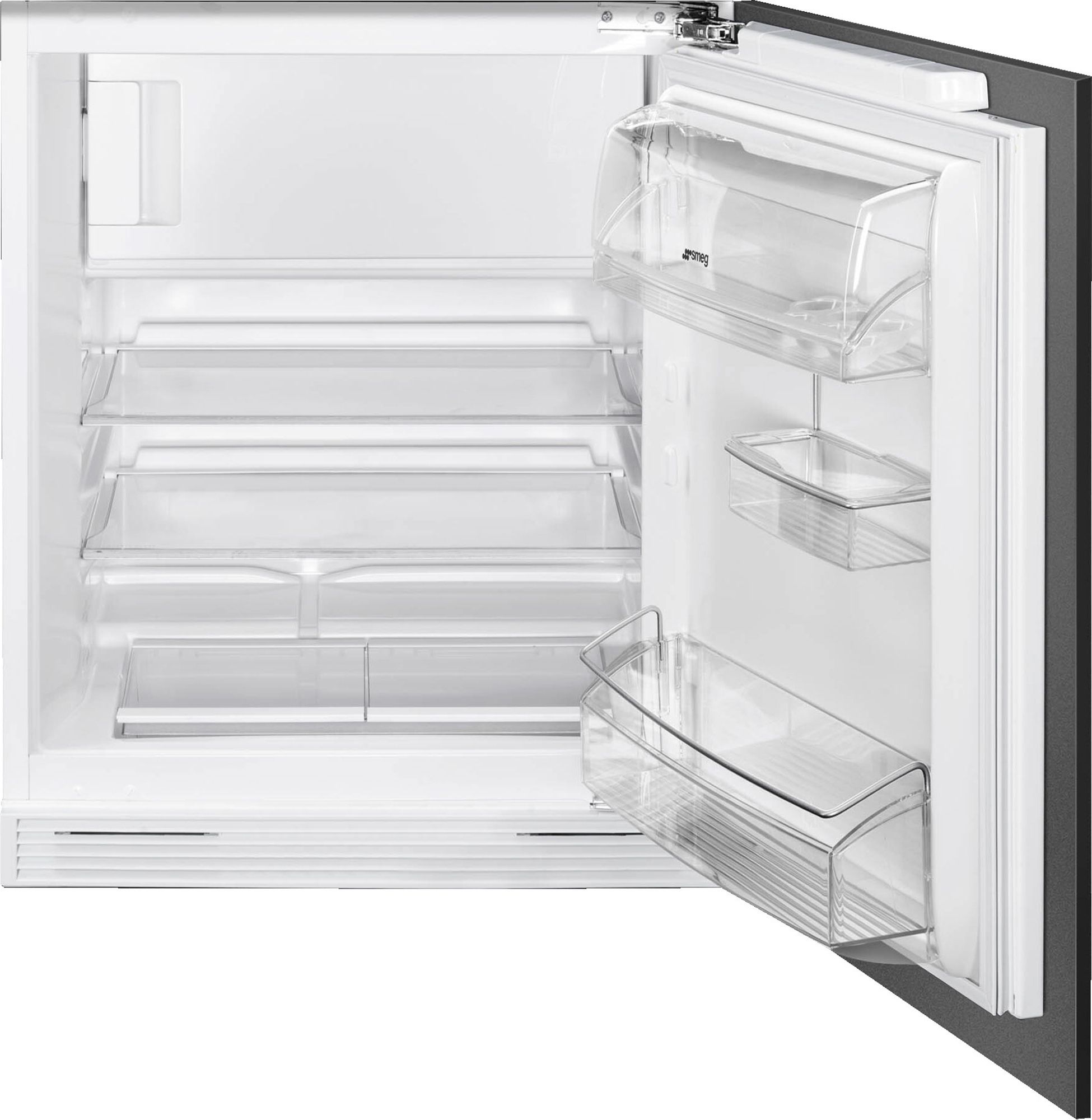 Image of Smeg UKU8C082DE Integrated Under Counter 82cm Fridge with Ice Box - Fixed Door Hinge Kit - White - E Rated, White