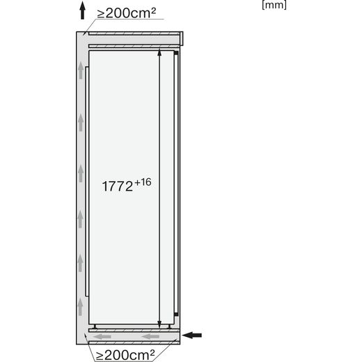 Miele Integrated Frost Free Upright Freezer with Fixed Door Fixing Kit - Dimensions