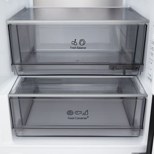 LG NatureFRESH™ GBBS524CEV 203cm No Frost Fridge Freezer - Black Steel - Fridge drawer shot