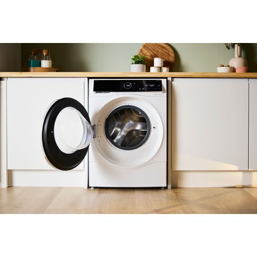 Bosch Series 8 i-Dos 10.5Kg / 6Kg Washer Dryer - White - Washing machine with door open short