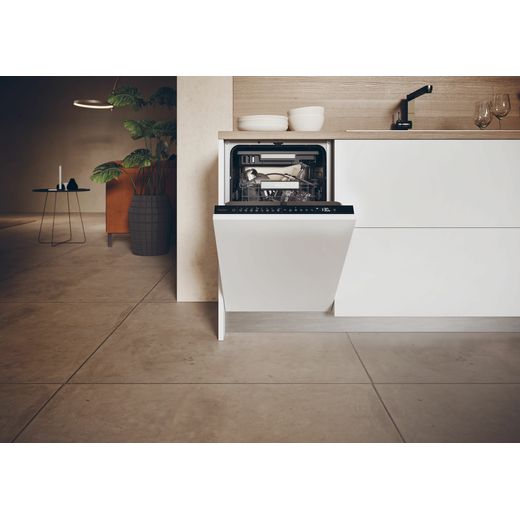 Haier I-Pro Shine Series 4 Integrated Slimline Dishwasher - Black Control Panel  - Dishwasher in kitchen shot