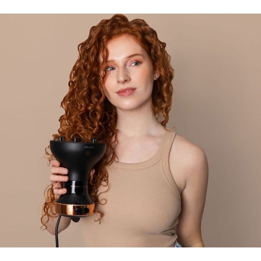 Bellissima Italia Ceramic Diffon Diffuser BEL11887 Hot Air Styler - Black - Women using diffuser shot
