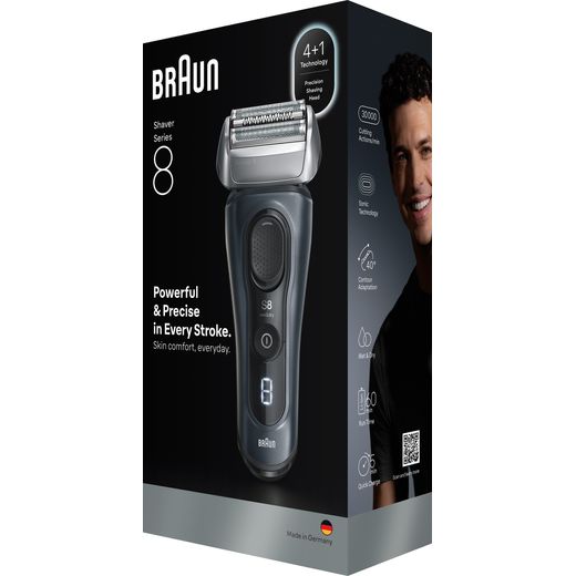 Braun Series 8 Mens Shaver - Grey - Left box perspective shot