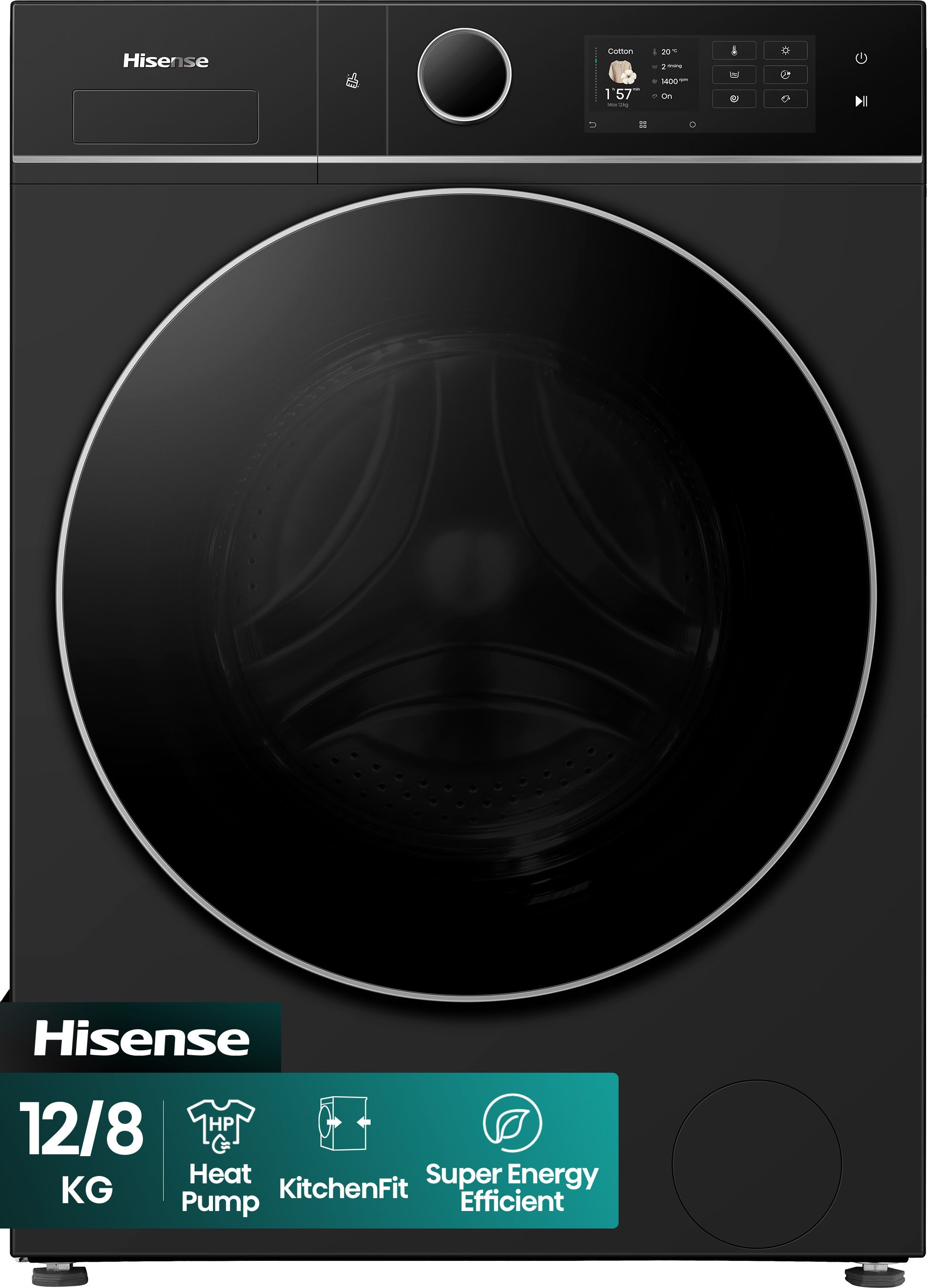 Hisense - WD5I1245BBRH - Washer Dryer - 12Kg/8Kg - 1400 RPM - Black