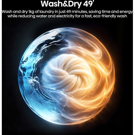 Hisense 5 Series WD90BI543BWP Wifi Connected Integrated 9Kg / 6Kg Washer Dryer with 1400 rpm - White - Annotation - Wash&Dry '49