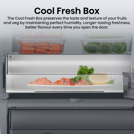 Hisense RL3K370SAIE 186cm Fridge - Silver - annotation - cool fresh box shot 