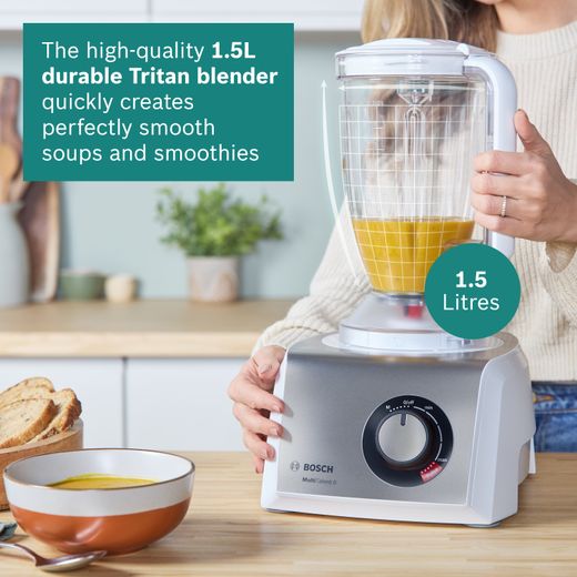 Bosch MultiTalent 8 3.9 Litre Food Processor - White / Stainless Steel - Annotation - 1.5L durable Tritan blender