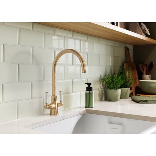 Rangemaster AquaClassic Dual Lever Built In Kitchen Tap - Antique Brass - tap in kitchens shot 