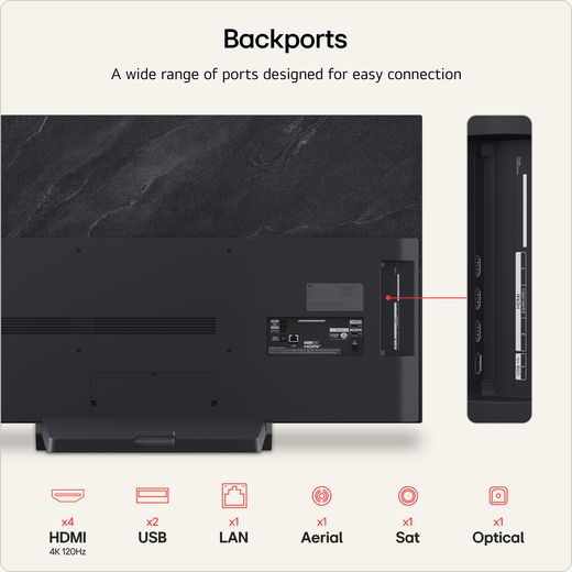 LG evo AI C6 48" 4K Ultra HD OLED Smart TV  - Annotation - port shot