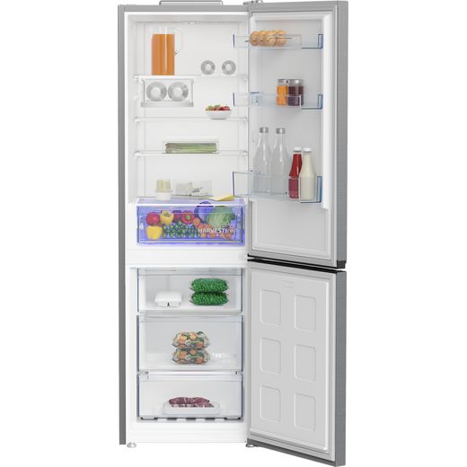 Beko Frost Free Fridge Freezer - Stainless Steel Effect - Front with door open shot