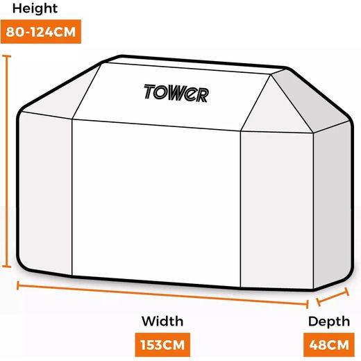 Tower 4 Burner Gas Gas Barbecue - Black - Annotation - Dimension shot 