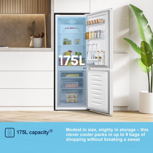 Fridgemaster MC50165E 143cm 60/40 Small Fridge Freezer - White - Annotation - Capacity shot