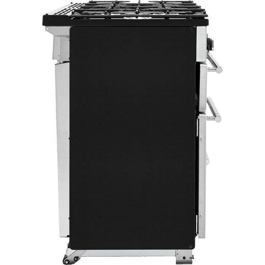 Rangemaster Toledo + 110cm Dual Fuel Range Cooker - Stainless Steel / Chrome - Side shot