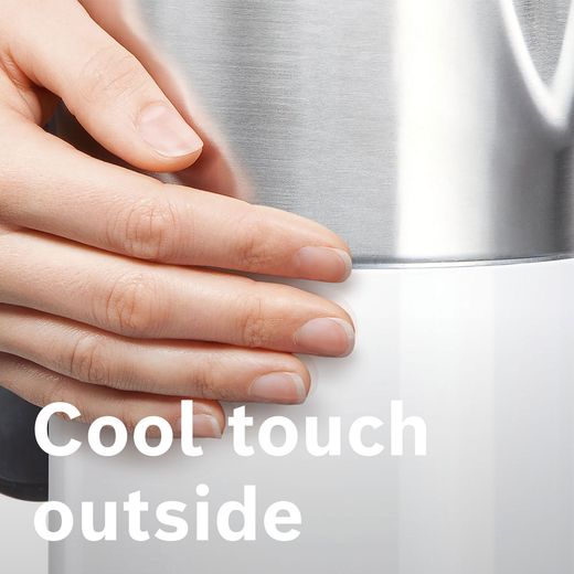 Bosch Styline TWK8631GB Kettle - White / Stainless Steel - Annotation - cool touch shot