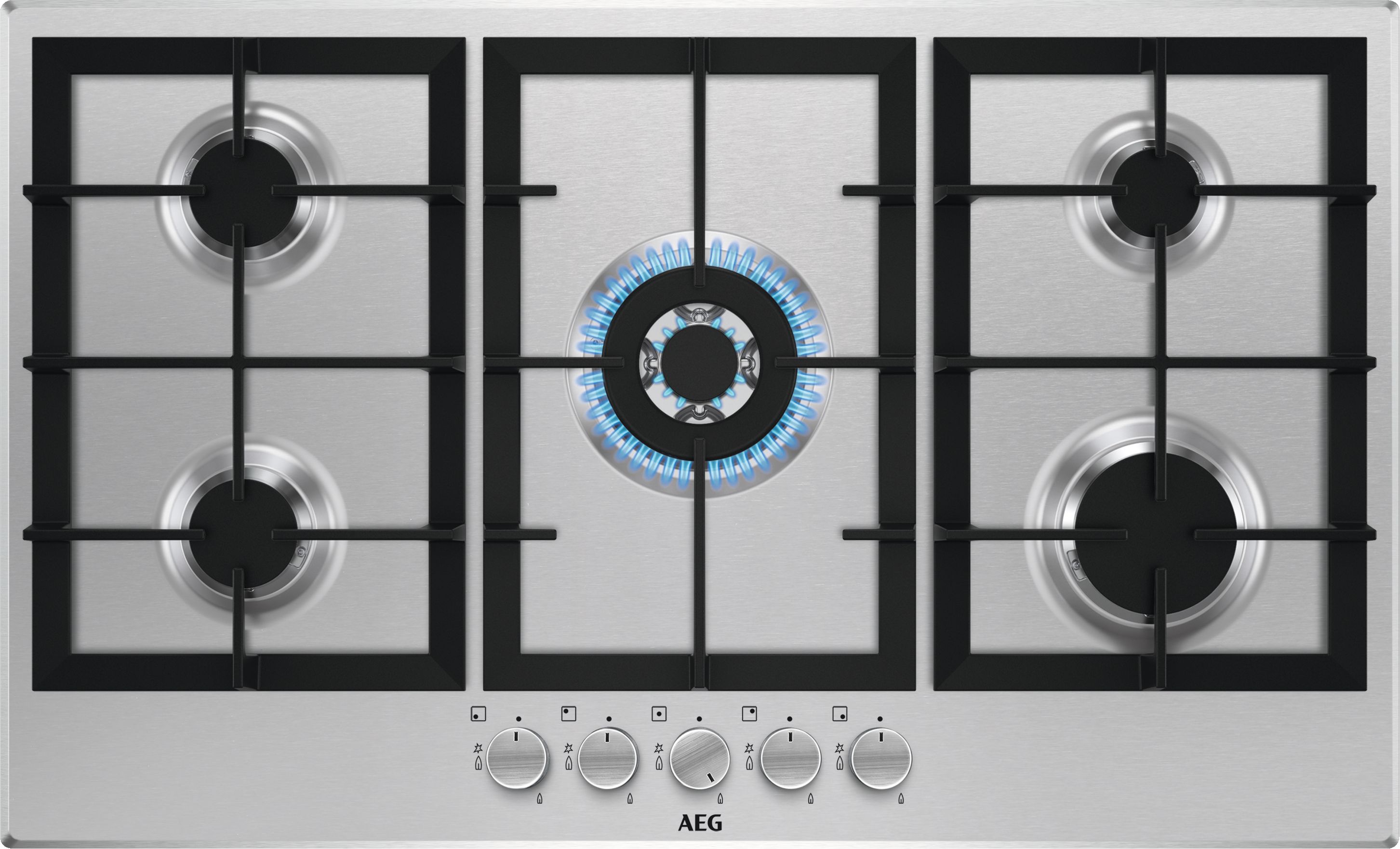 AEG 90 cm Gas Hob HGX95320SM Stainless Steel 5 Burner