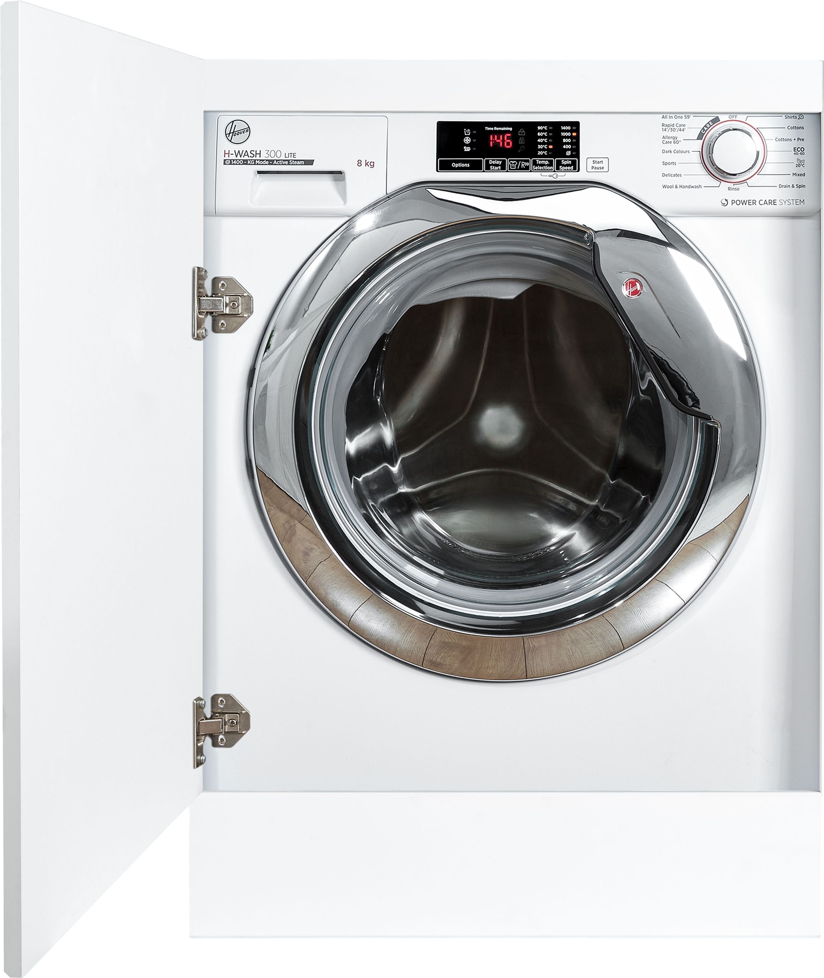 Hoover HBWS48D1ACE Integrated 8kg Washing Machine with 1400 rpm - White - C Rated, White