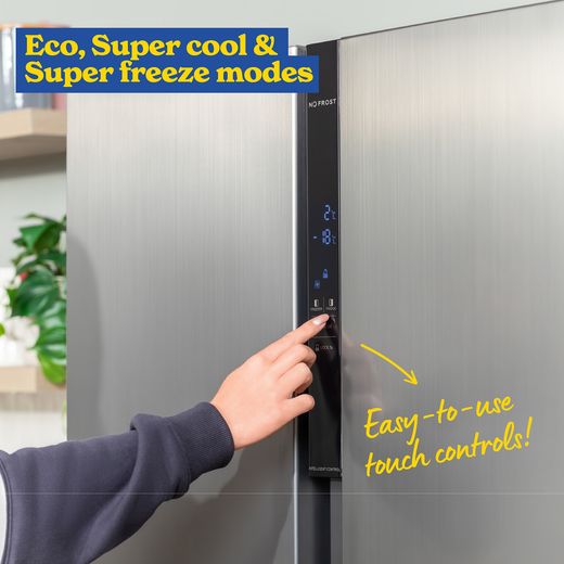 Russell Hobbs RH90AFF201SS-WD 177cm 70/30 Frost Free Fridge Freezer - Stainless Steel - Annotation - Touch control shot