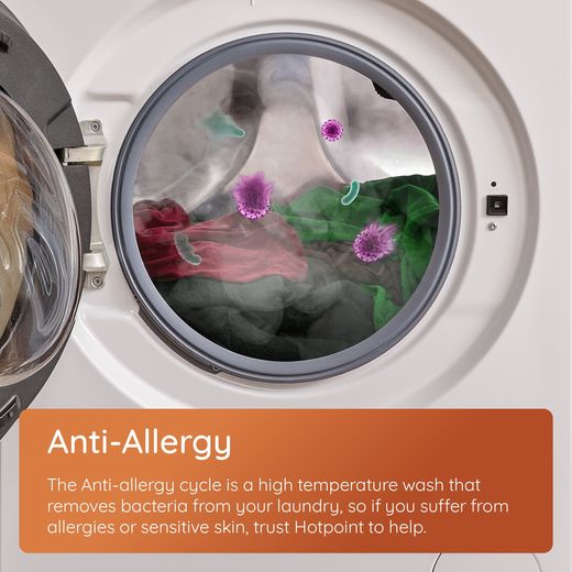 Hotpoint AntiStain HB113BANTISTAINUK 11kg Washing Machine with 1400 rpm - Black - annotation - anti allergy shot