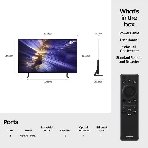 Samsung S93F 42" 4K Ultra HD OLED Smart TV [2025] - Dimensions