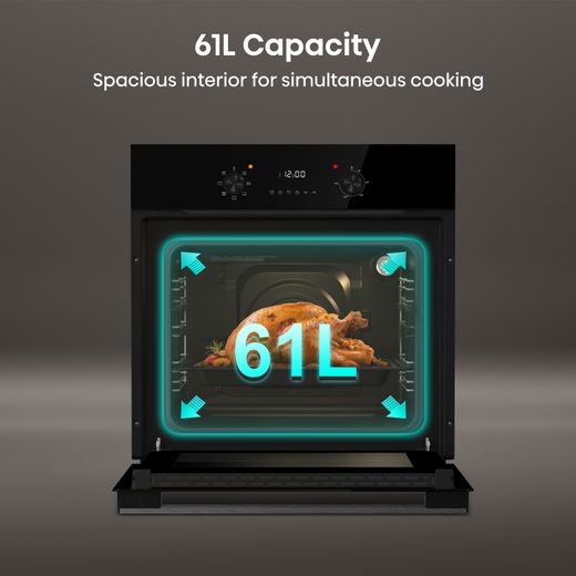 Hisense Built In Electric Single Oven - Black - Annotation - 61L capacity