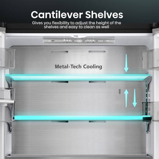 Hisense American Fridge Freezer - Black Stainless Steel - Annotation -  Cantilever shot