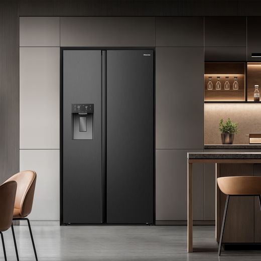 Hisense American Fridge Freezer - Black Stainless Steel - Fridge freezer in kitchen