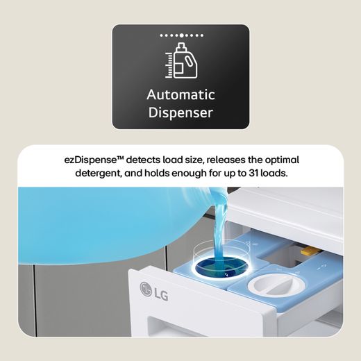 LG Series 5 AI Direct Drive™ F4X5511THB 11kg Washing Machine with 1400 rpm - White - Annotation - Automatic dispenser