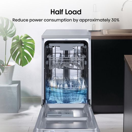 Hisense Slimline Dishwasher - Stainless Steel - Annotation - Half load