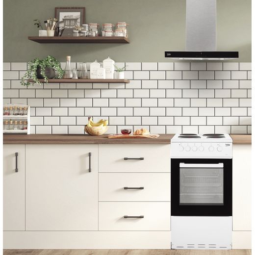 Beko 50cm Electric Cooker with Solid Plate Hob - White