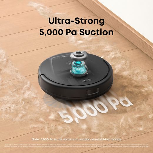 Eufy L60 Hybrid with Self Empty Station Robotic Vacuum Cleaner - Black - Annotation - suction power shot