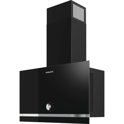 Hotpoint PHVP62FLMK Chimney Cooker Hood - Black - Left perspective shot