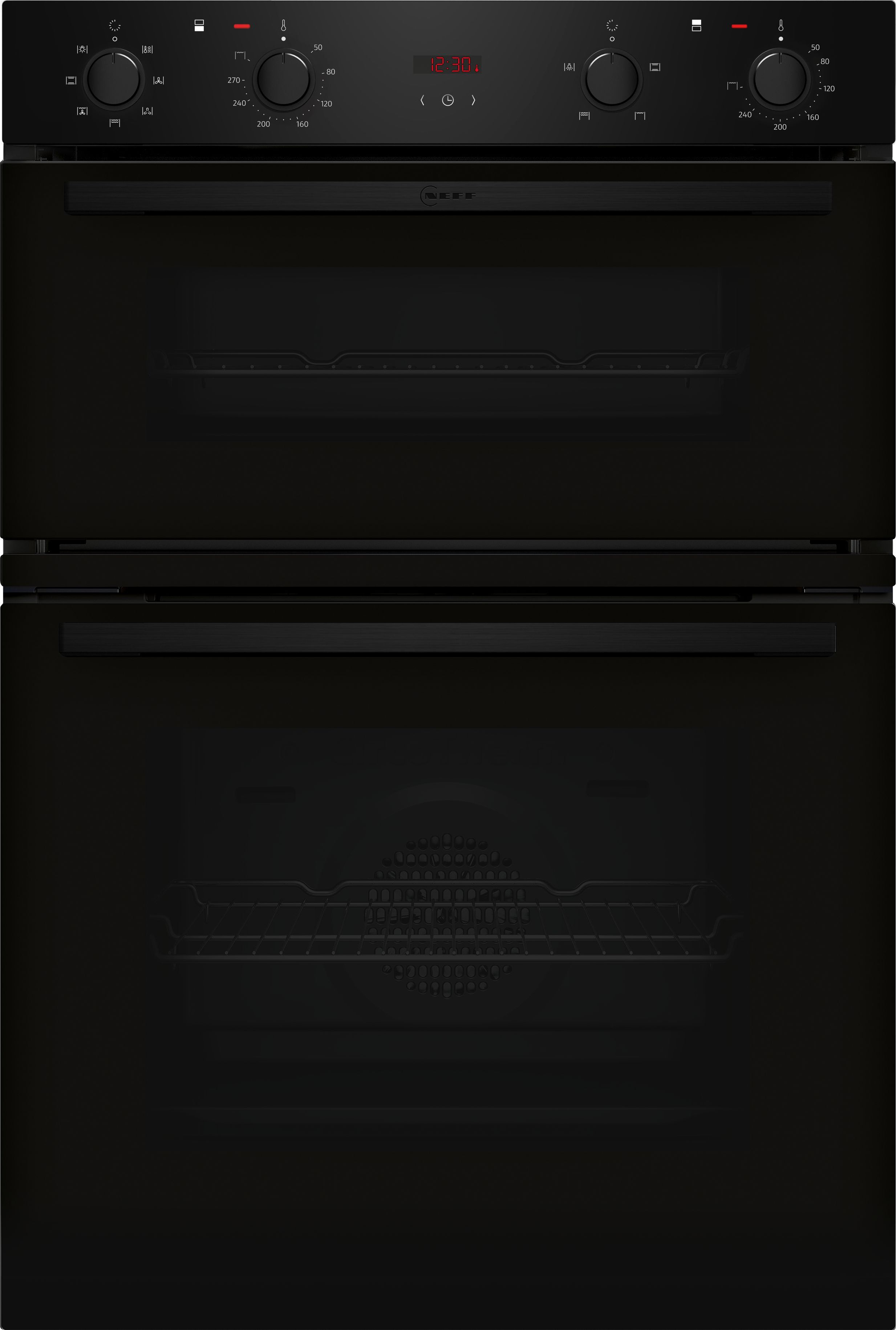 Image of NEFF N30 U1DCC0AK3B Built In Electric Double Oven - Black - A/B Rated, Black