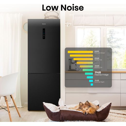 Hisense 60/40 Frost Free Fridge Freezer - Black / Stainless Steel - Annotation - Low noise
