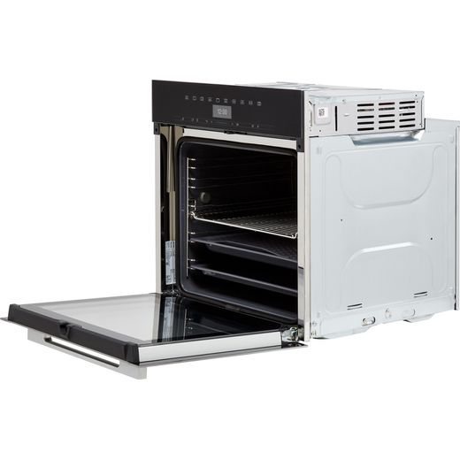 Miele ContourLine Electric Single Oven - Clean Steel - Left perspective with door open shot