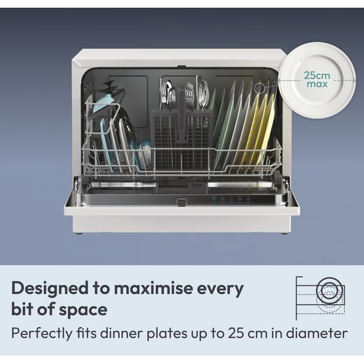 Candy RapidÓ Table Top Dishwasher - White - Annotation - designed to maximise space