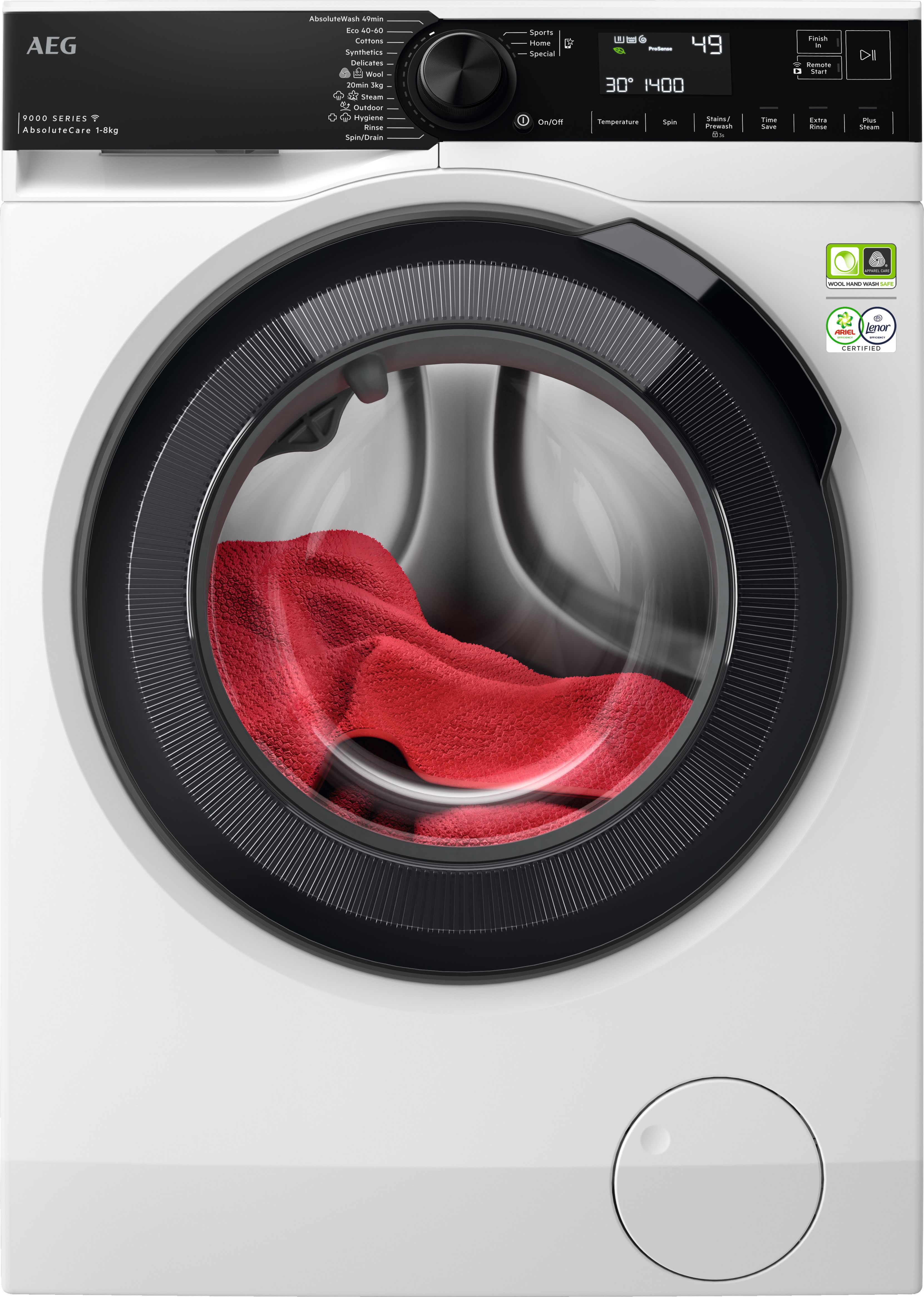 AEG LFR94846WS 8kg Washing Machine with 1400 rpm - White - A Rated, White