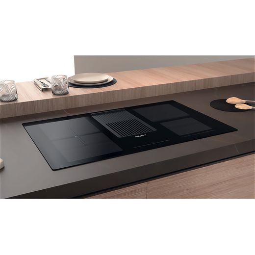 Hotpoint PVH92BK/FKIT 83cm Venting Induction Hob - Black - Hob in kitchen counter shot