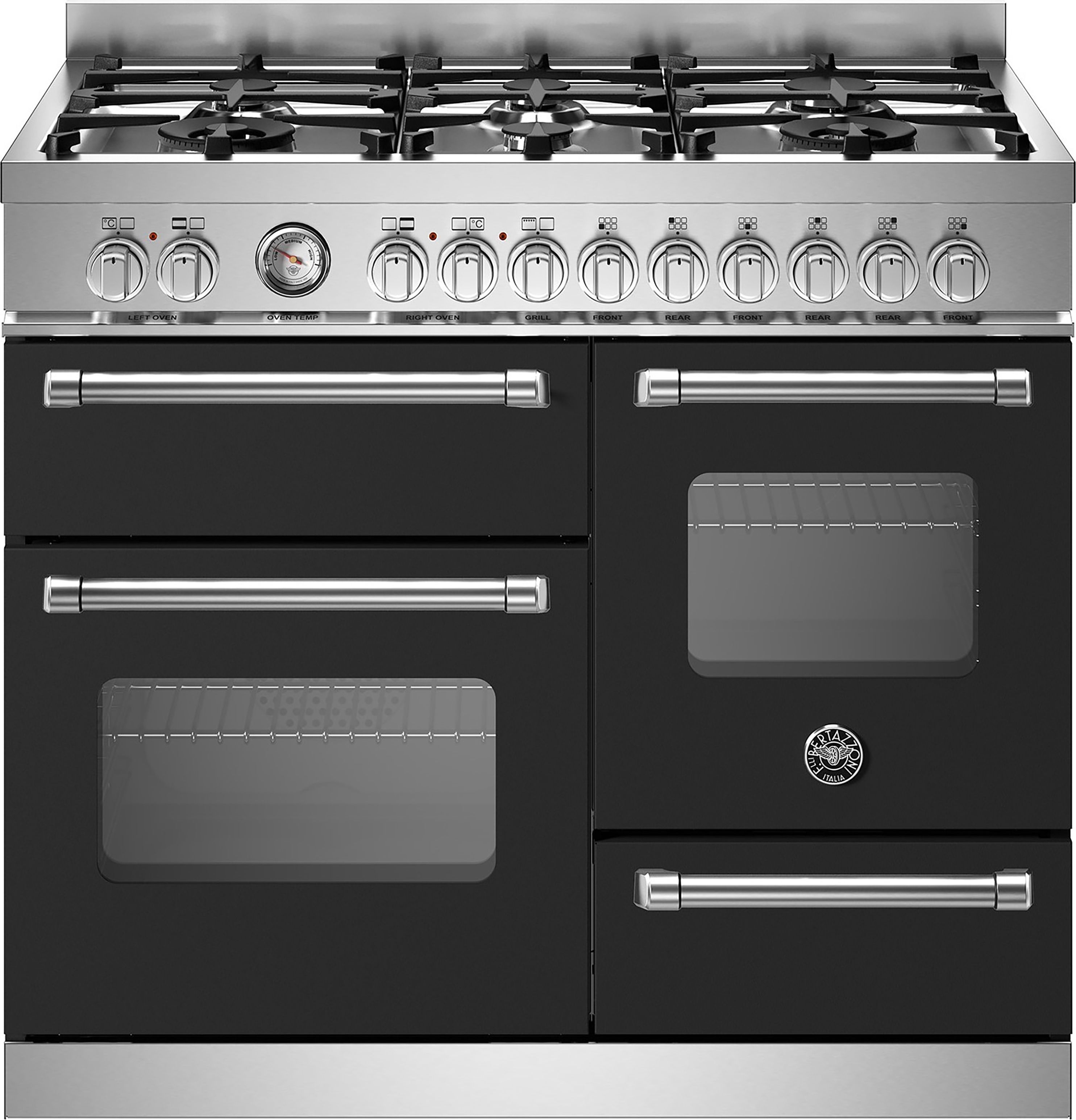 Bertazzoni Master Series MAS106L3ENEC Dual Fuel Range Cooker - Nero - A/A Rated, Black