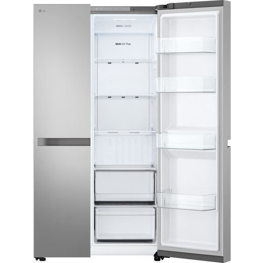 LG NatureFRESH™ American Fridge Freezer - Prime Silver  - Front with door open shot