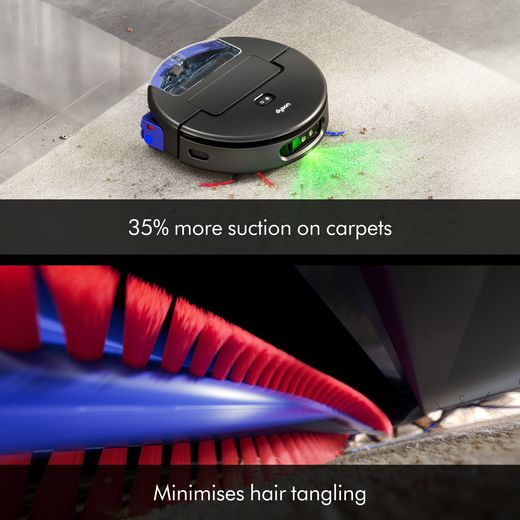 Dyson Spot+Scrub AI Robotic Vacuum Cleaner - Purple / Black - Annotation - Suction on carpets