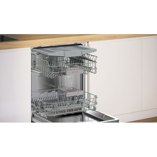 Bosch Series 4 Integrated Standard Dishwasher - Silver - dishwasher with door open shot