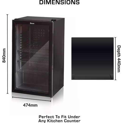Swan Wine Cooler - Black  - Annotation - Dimension shot